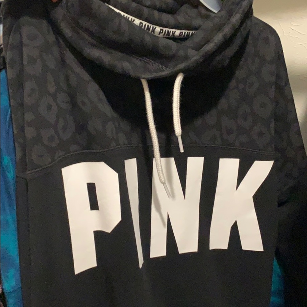 Pink cowl neck hoodie